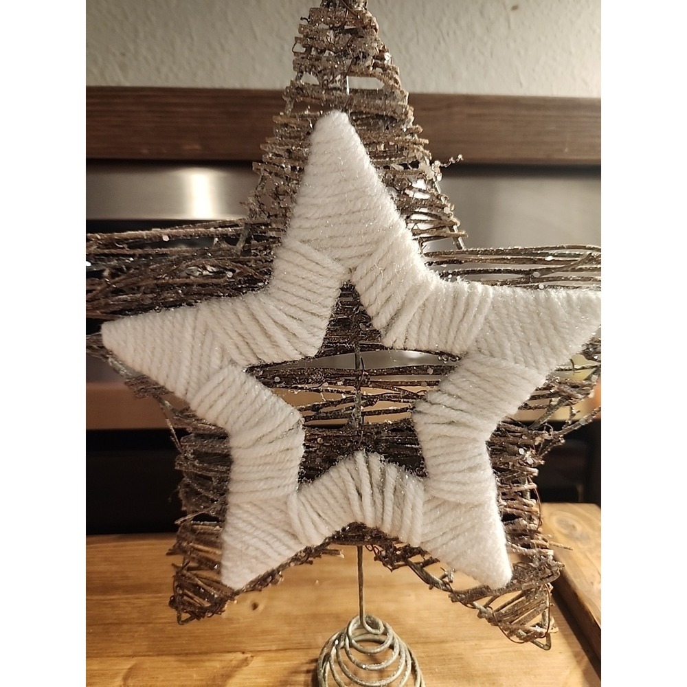 13 " Creative Co-Op Bankuan Rattan Star Tree Topper‎ Christmas Decor